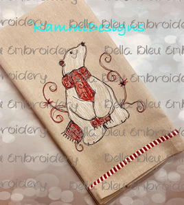 BBE Christmas Polar Bear with Scarf Scribble