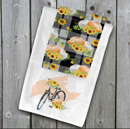 TSS Bike Sunflowers, & Black Plaid Hand towel set sublimation design