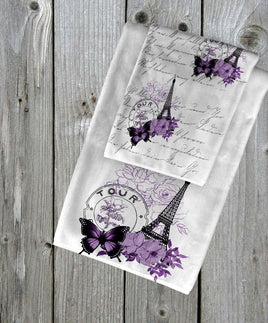 TSS Purple and Grey Paris and Floral Towel set sublimation design