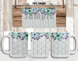 TSS Teal & Purple Flower Floral Mug  sublimation design