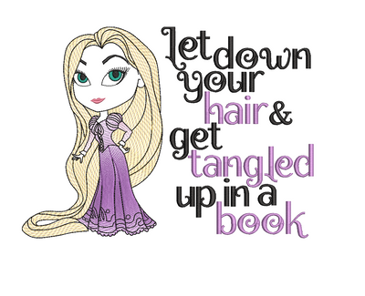 DDT Inspired Princess Rapunzel & saying reading pillow