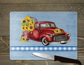 TSS Vintage Red Truck with Sunflowers sublimation design