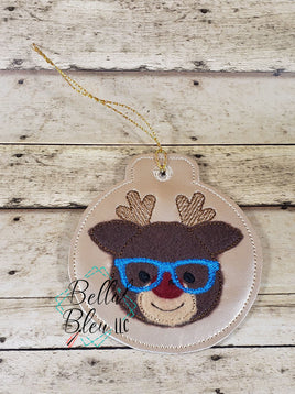 BBE ITH Reindeer with Glasses Christmas Ornament