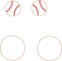 DBB Baseball Softball Stitching ROUND Layers Earrings and Pendant embroidery design for Vinyl and Leather