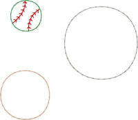 DBB Baseball Softball Stitching ROUND Layers Earrings and Pendant embroidery design for Vinyl and Leather
