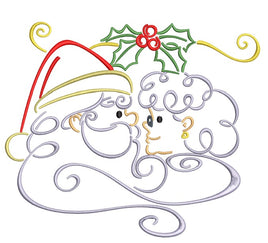 BBE -  Christmas Santa and Mrs Claus under mistletoe Satin Design