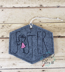 BBE ITH Scribble Sister Christmas Ornament