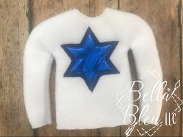 Applique Star of David Jewish Elf Sweater Shirt ITH