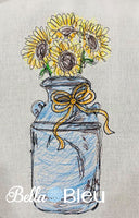 BBE Sunflowers in Milk Can Scribble Sketchy