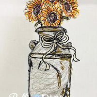 BBE Sunflowers in Milk Can Scribble Sketch