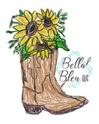 BBE Cowboy Boots with Sunflowers Scribble