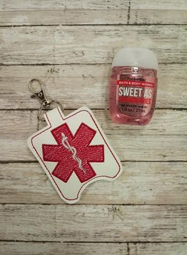 DBB Star of Life Hand Sanitizer Holder Snap Tab Version In the Hoop Embroidery Project 1 oz BBW for 5x7 hoops