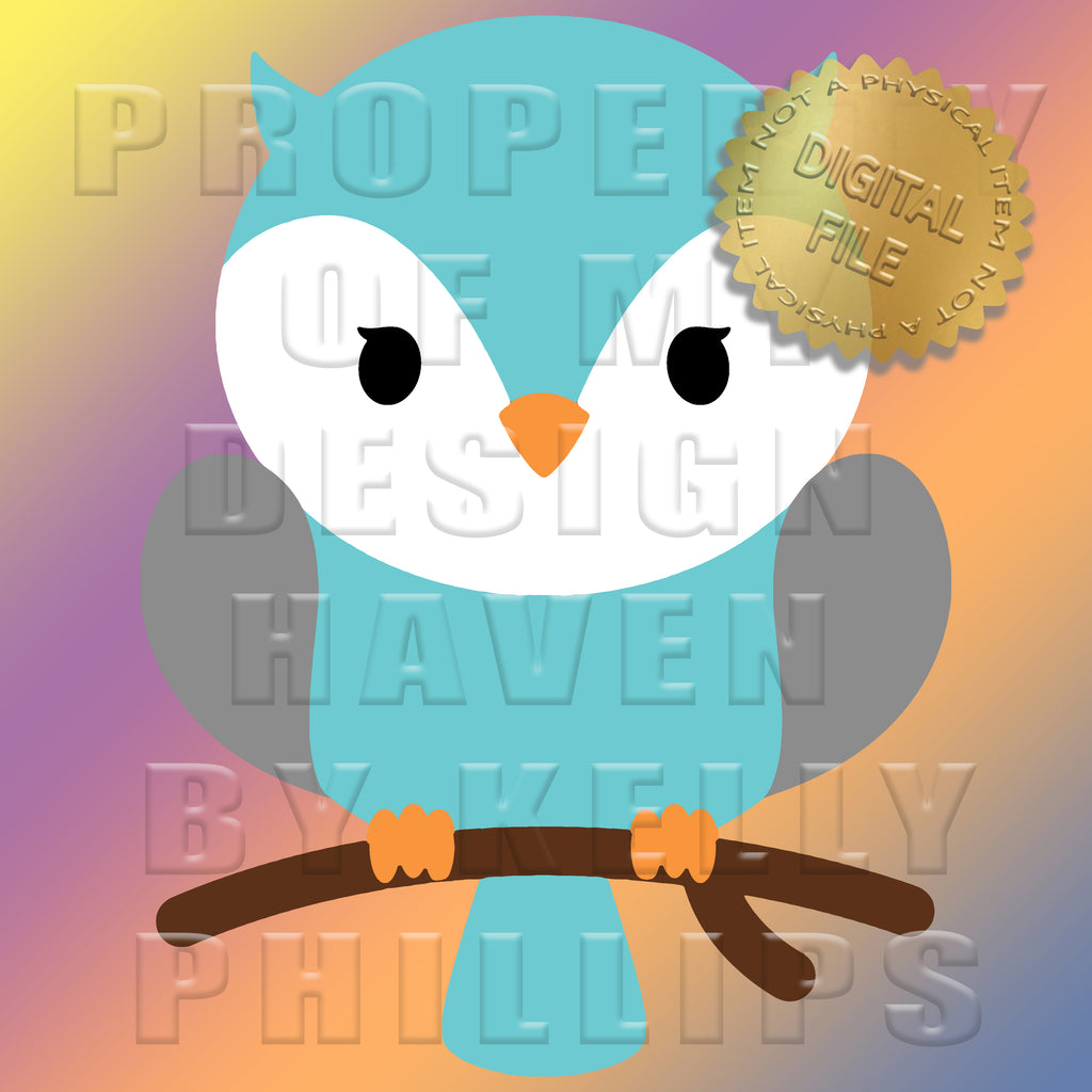 MDH Baby Owl on tree branch SVG