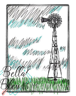 BBE Windmill Scene Sketchy Scribble