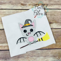 BBE - Sketchy Cute Halloween Witch Bat embroidery design