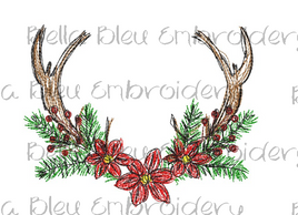 BBE -  Deer Antler & Poinsettia Monogram Frame  Scribble