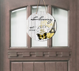 TSS Yellow and Grey Round Door Sign sublimation design